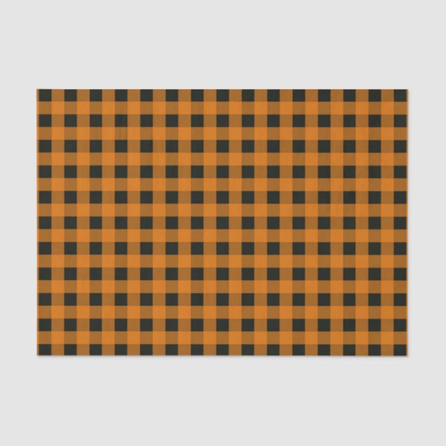 Papel De Seda Patrón verificado de Gingham negro y Naranja de Gu (Anverso)