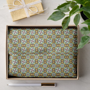 Papel De Seda Patrón Vintage Amarillo Azul Marrón Barcelona