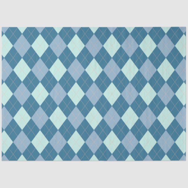 Papel De Seda Patrón Vintage Argyle Azul (Anverso)