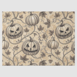 Papel De Seda Patrón vintage de calabaza de Halloween