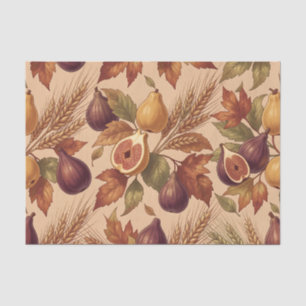 Papel De Seda Patrón vintage de cosecha de otoño con higos peras
