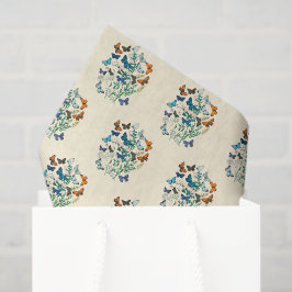 Papel De Seda Patrón vintage de flores y mariposas