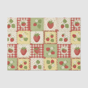 Papel De Seda Patrón Vintage de Parche de Fresa Cottagecore