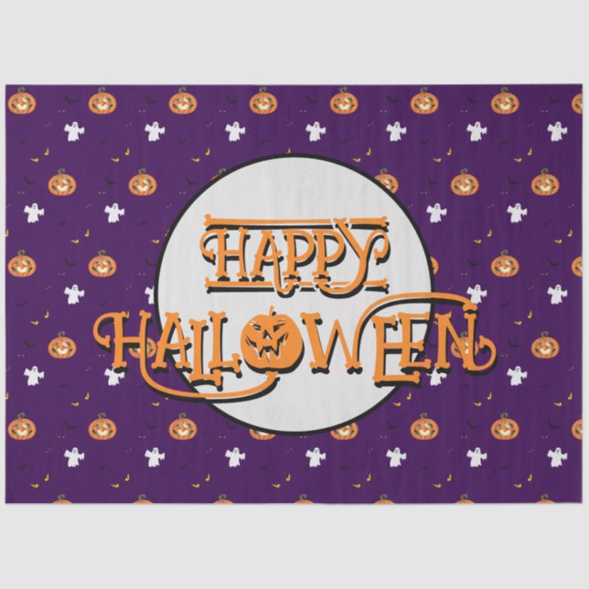 Papel De Seda Patrón y mensaje de Halloween (Anverso)