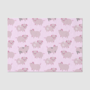 Papel De Seda Patrón y puntos de pequeños lechones rosados