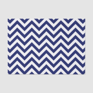Papel De Seda Patrón ZigZag Chevron grande azul y blanco de la M