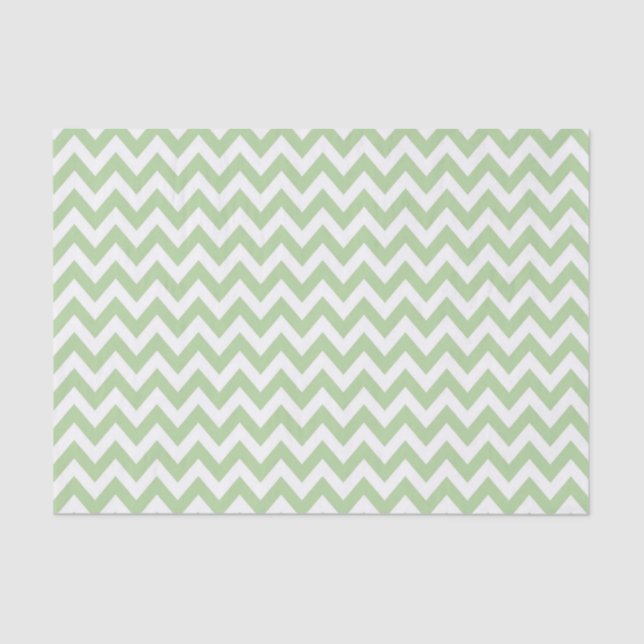 Papel De Seda Patrón ZigZag / Chevron verde sabio (Anverso)