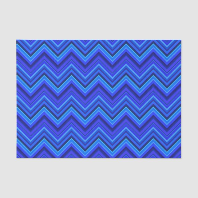 Papel De Seda Patrón zigzag de franjas azules (Anverso)