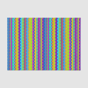 Papel De Seda Patrón Zigzag de rayas multicolores coloridas