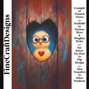 Papel De Seda Patrona de Peeping Chick in Glasses & Red Heart De