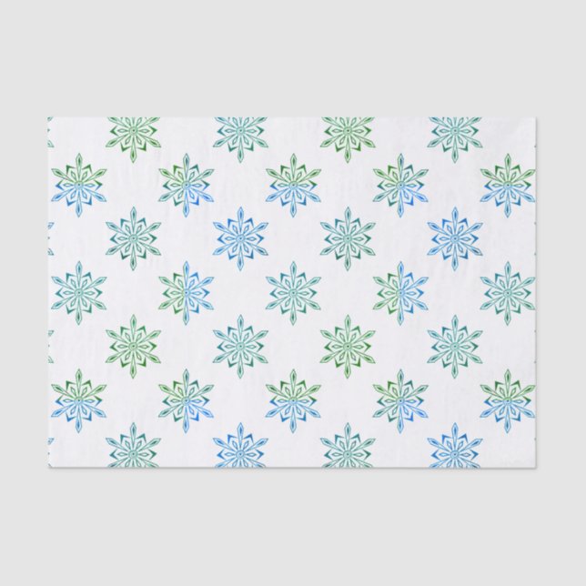 Papel De Seda Patronato de copo de nieve azul (Anverso)