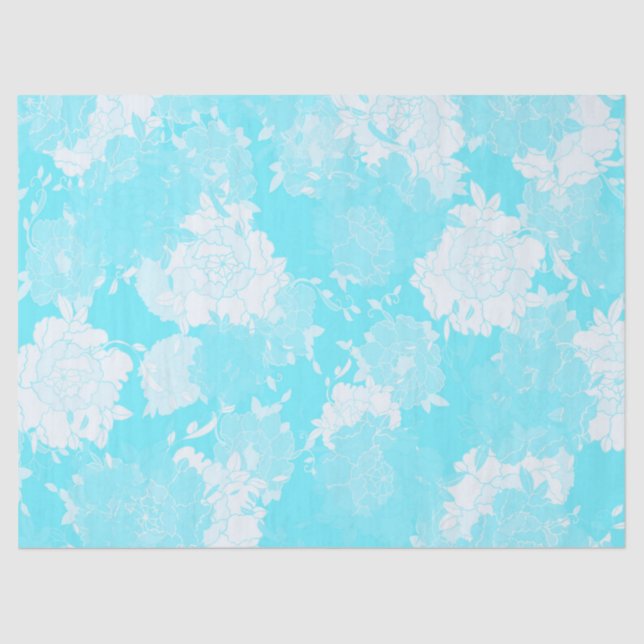 Papel De Seda Patrones azules florales de Japón (Anverso)