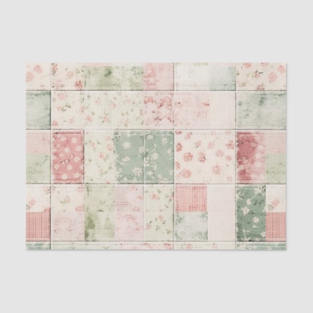 Papel De Seda Patrones de colcha floral rosa de granja occidenta (Anverso)