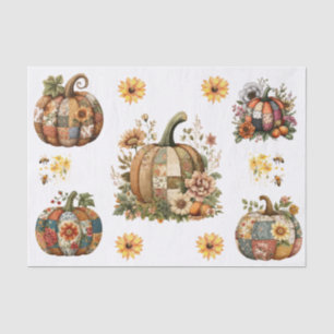 Papel De Seda Patrones de colcha vintage lindos en calabazas flo