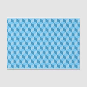 PAPEL DE SEDA PATRONES DE CUBO GEOMÉTRICO AZUL BRILLANTE