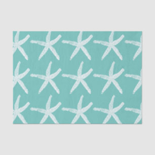 Papel De Seda Patrones de Estrellas de Mar Blancas Azul Turquesa