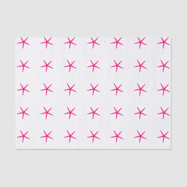 Papel De Seda Patrones de estrellas de mar rosadas y blancas Cum (Anverso)