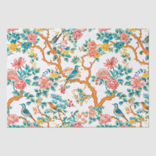 Papel De Seda Patrones de inspiración asiática, aves de flores c