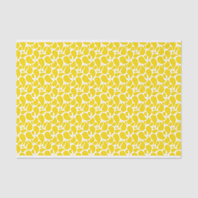 PAPEL DE SEDA PATRONES DE PAISLEY AMARILLO Y BLANCO (Anverso)