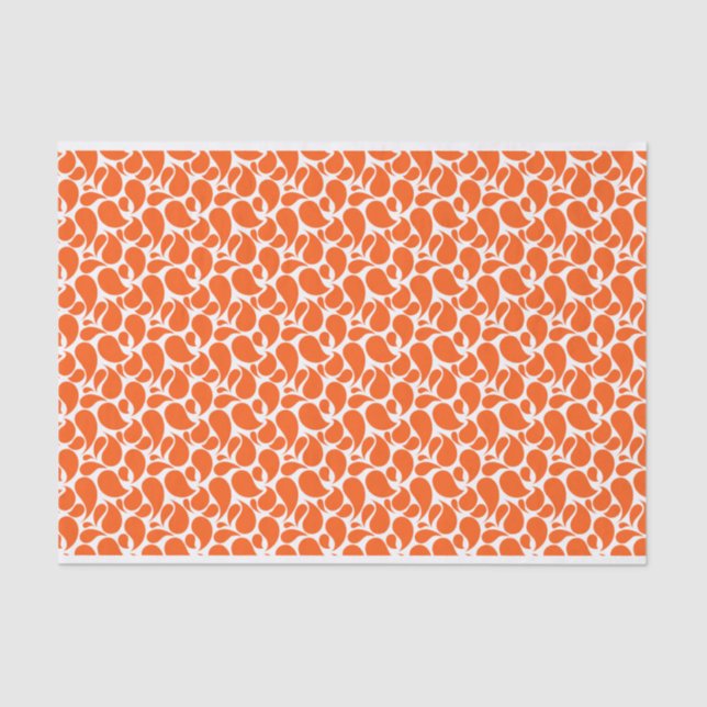 Papel De Seda PATRONES DE PAISLEY naranja Y BLANCO (Anverso)