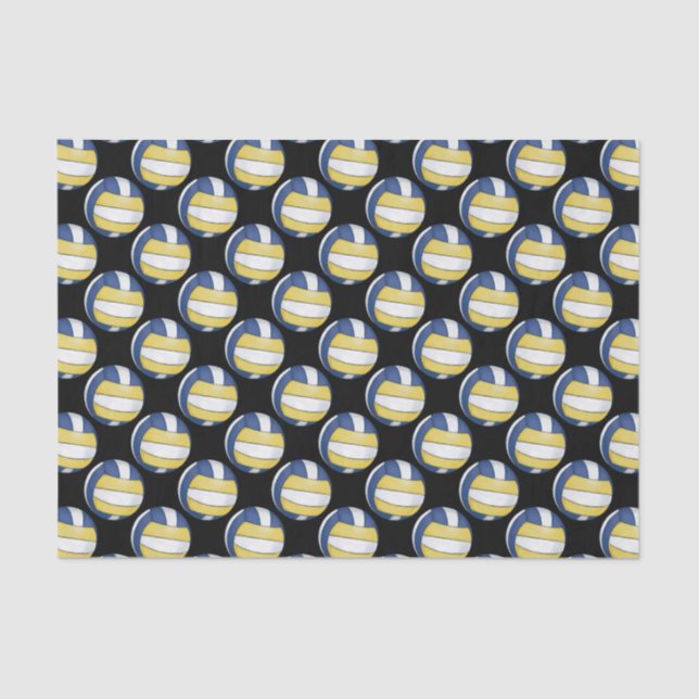 Papel De Seda Patrones de voleibol azul y amarillo (Anverso)