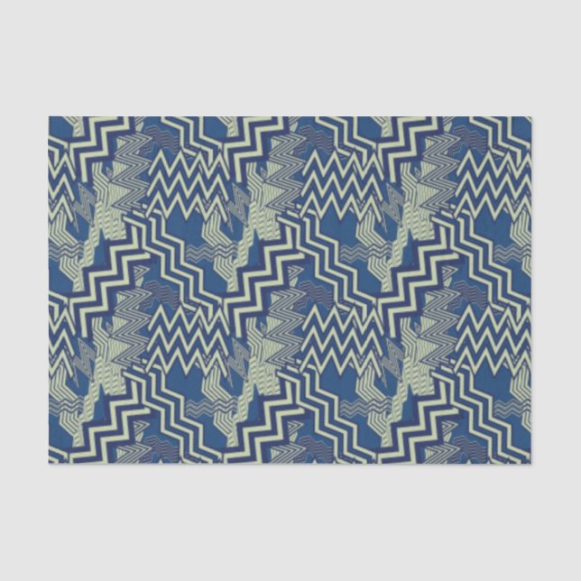 Papel De Seda Patrones de zigzag azules y verdes (Anverso)