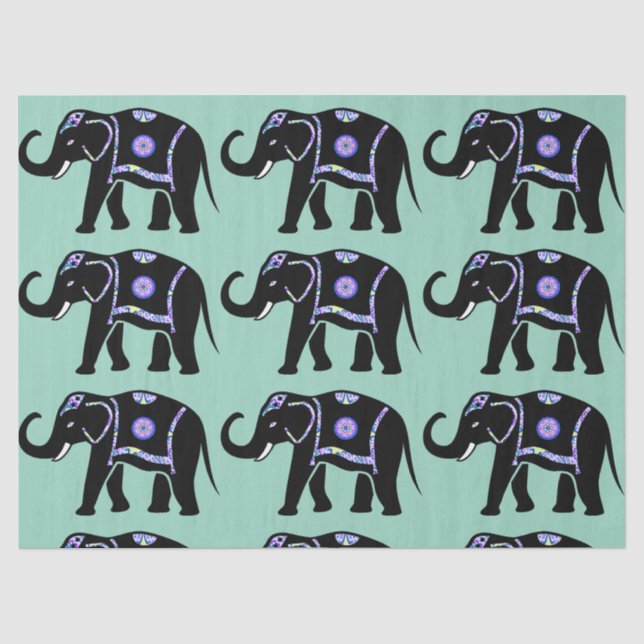 Papel De Seda Patrones decorativos abstractos de animales elefan (Anverso)