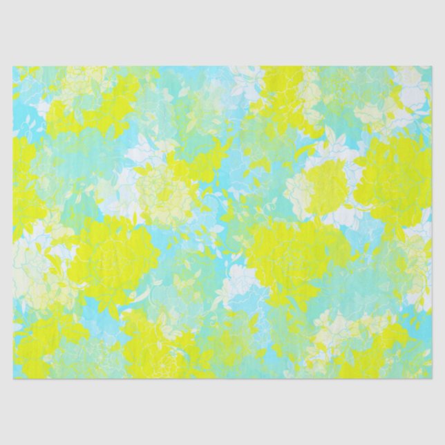 Papel De Seda patrones florales azules japoneses (Anverso)