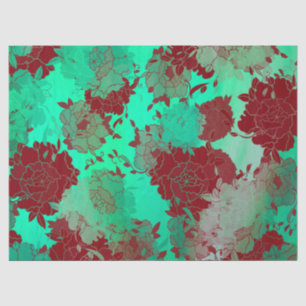 Papel De Seda Patrones florales rojos japoneses.