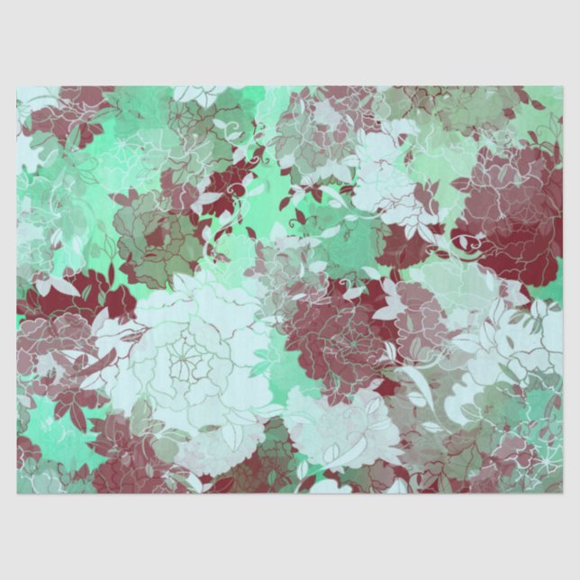 Papel De Seda patrones florales verdes japoneses (Anverso)