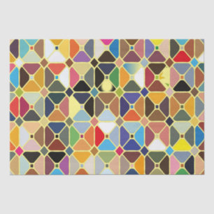 Papel De Seda Patrones geométricos multicolores con formas octóg
