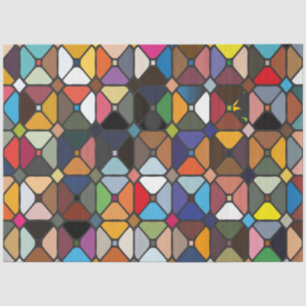 Papel De Seda Patrones geométricos multicolores con formas octóg