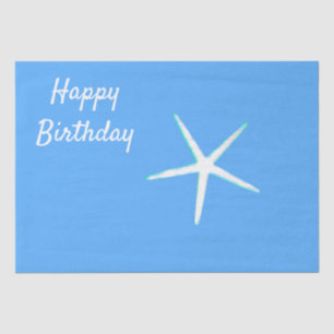 Papel De Seda Patrones Starfish Feliz cumpleaños Nautical Blue