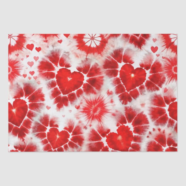 Papel De Seda Pattern Tie Dye Red Hearts (Anverso)
