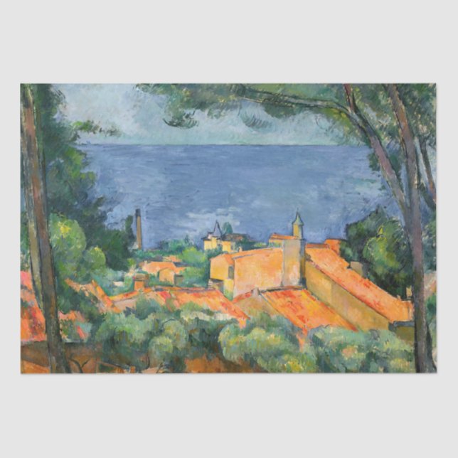 Papel De Seda Paul Cezanne - Estaque con techos rojos (Anverso)