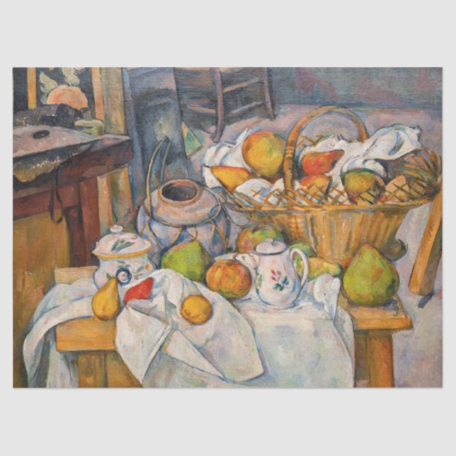Papel De Seda Paul Cezanne - Todavía la vida con una canasta (Anverso)