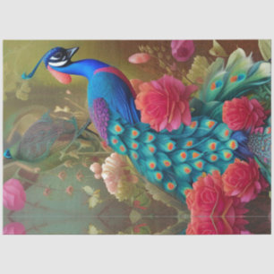 Papel De Seda Pavo Real Azul, Jardín Rosa Rosa Rosa Rosado