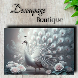 Papel De Seda Pavo Real Blanco Decoupage