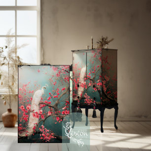 Papel De Seda Pavo Real Blanco Etéreo, Árbol de Flor de Cerezo