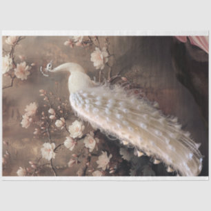 Papel De Seda Pavo Real Blanco Etéreo, Flor de Magnolia Malhumor