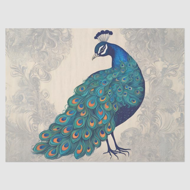 Papel De Seda Pavo Real Caprichoso (Anverso)