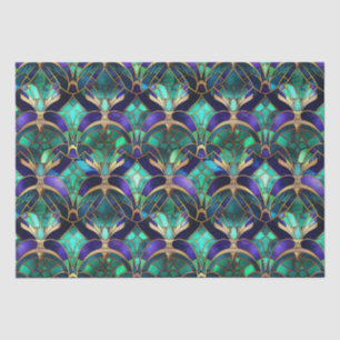 Papel De Seda Pavo Real de Vidrio Emplomado Verde Azul, Púrpura 