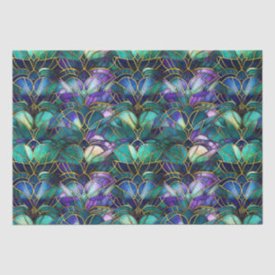 Papel De Seda Pavo real de vidrio tintado de color azul verdoso,