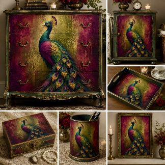Papel De Seda Pavo real decoupage Radiant Jewel