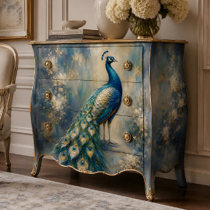 Papel De Seda Pavo Real Decoupage Verde Azul y Dorado