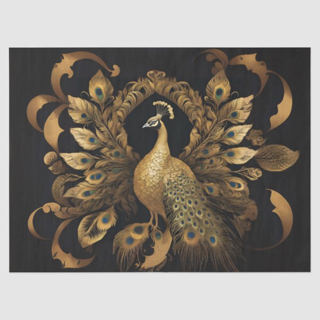 Papel De Seda Pavo Real Dorado (Anverso)