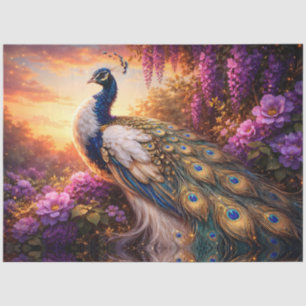 Papel De Seda Pavo real en la montaña al amanecer