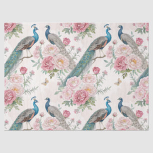 Papel De Seda Pavo Real Floral Vintage Elegante (10)
