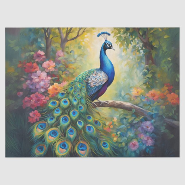Papel De Seda Pavo Real Impresionante (Anverso)