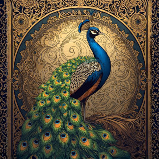 Papel De Seda Pavo Real Majestuoso Real Frente R